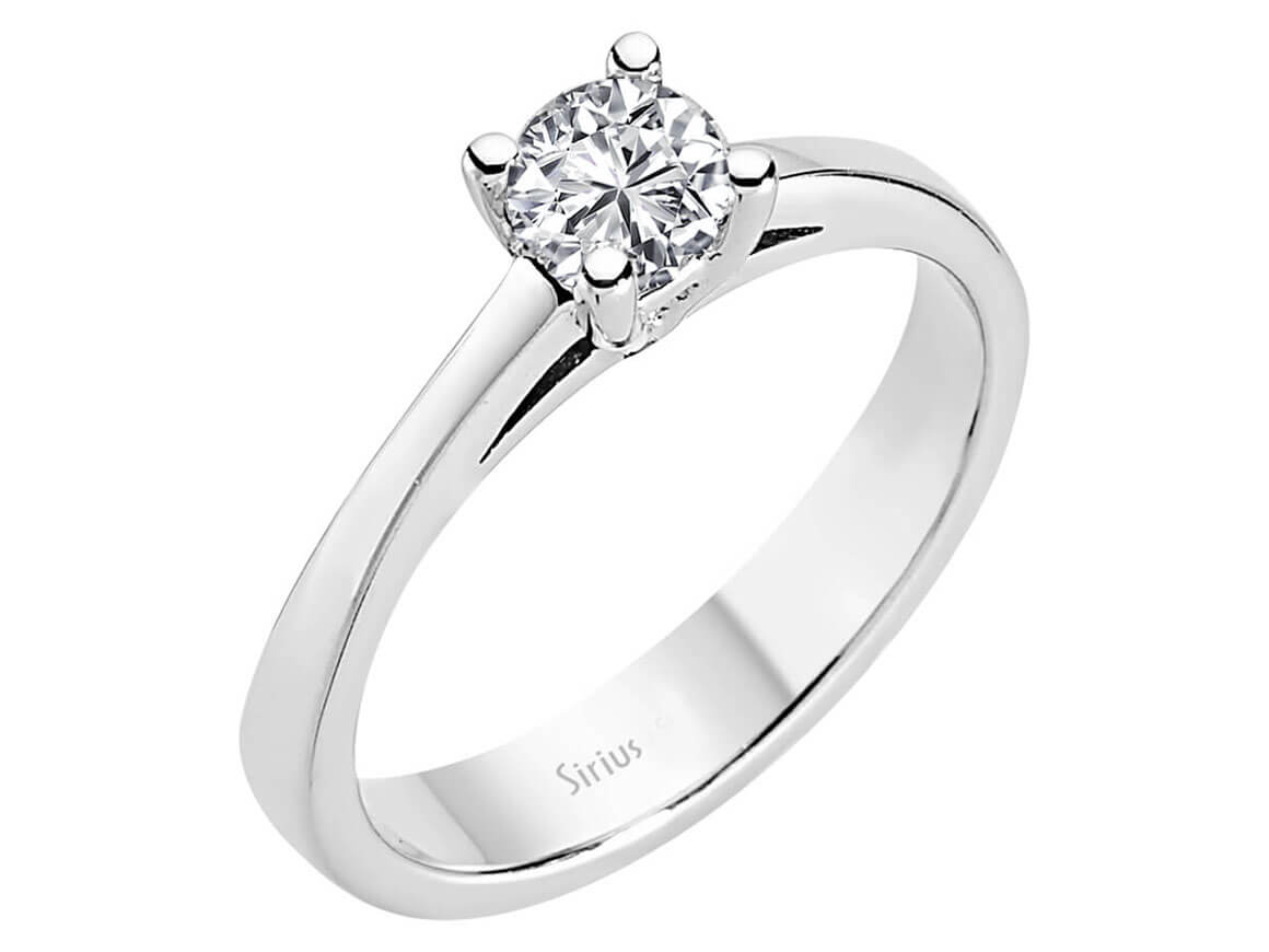 0,47 Karat Diamant Solitaire Ring in 585er 14K Weißgold - handgefertigter Diamantschmuck aus Feingold | Sirius Diamant