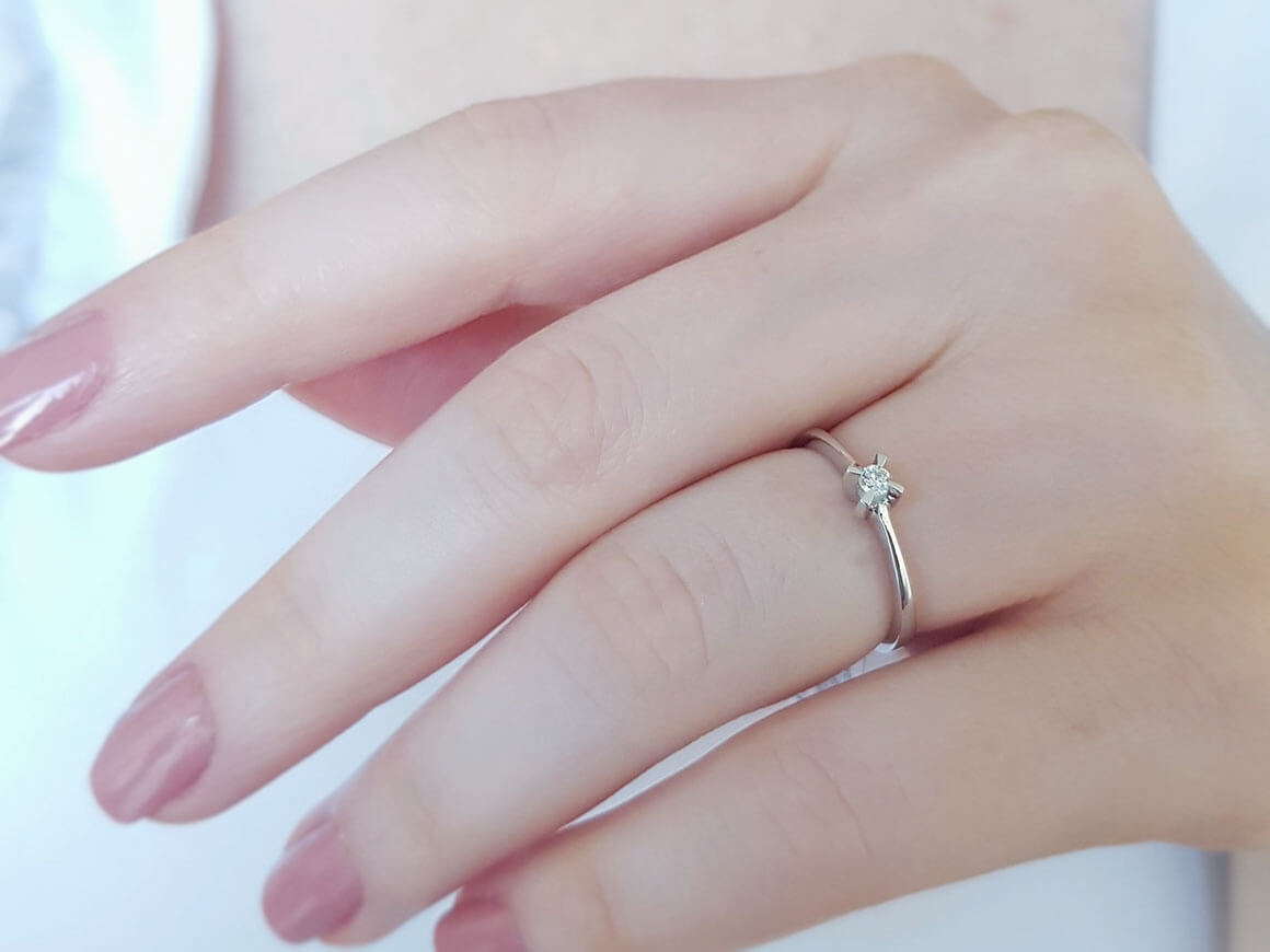 0.07 carat solitaire diamond ring in 333 8K white gold