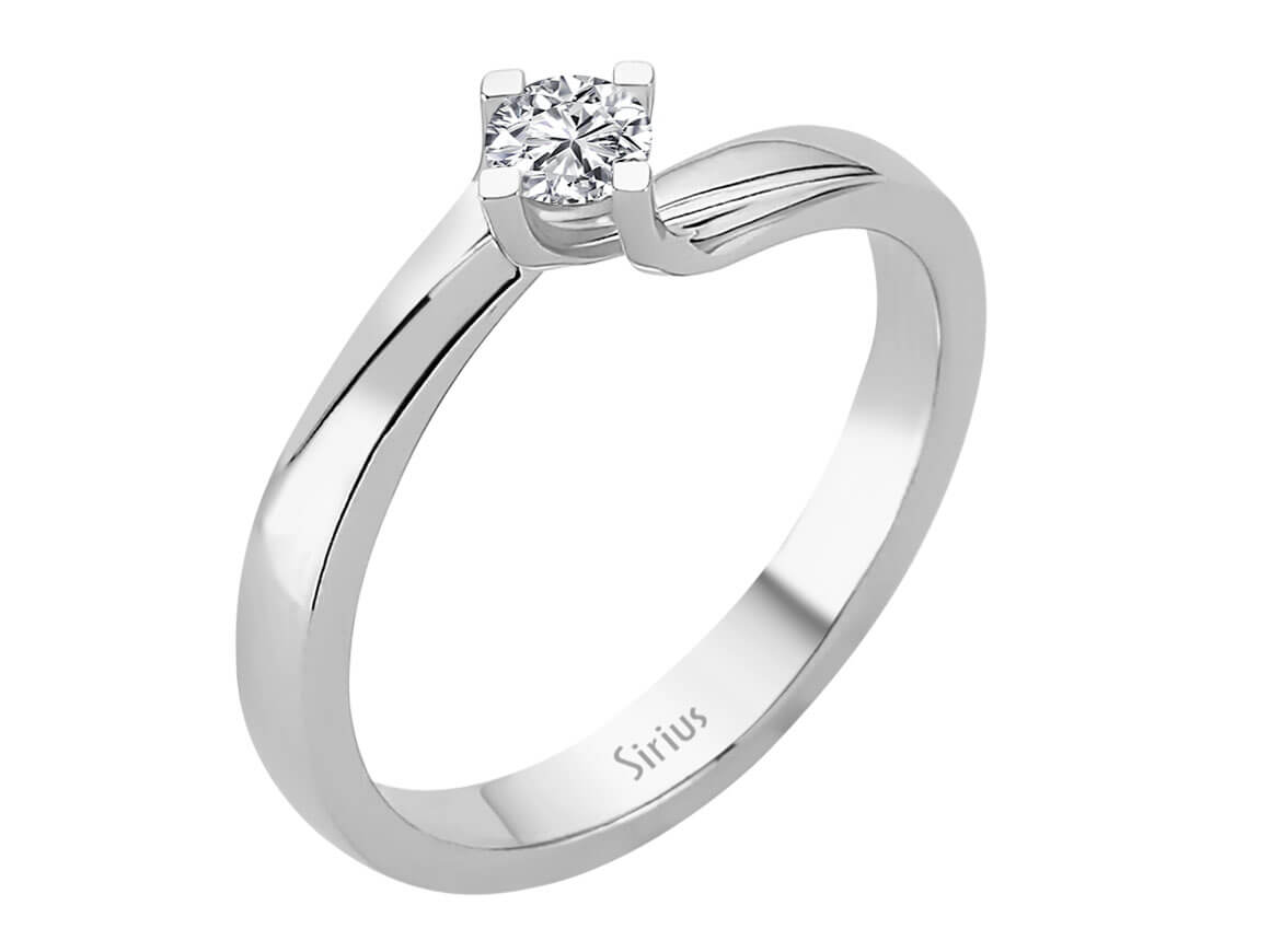 0,18 Karat Diamant Solitaire Ring in 585er 14K Weißgold - handgefertigter Diamantschmuck aus Feingold | Sirius Diamant