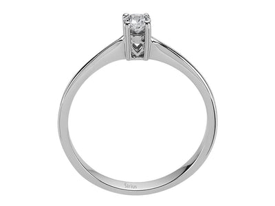Bague solitaire en or blanc 14 carats avec diamant de 0,15 carat