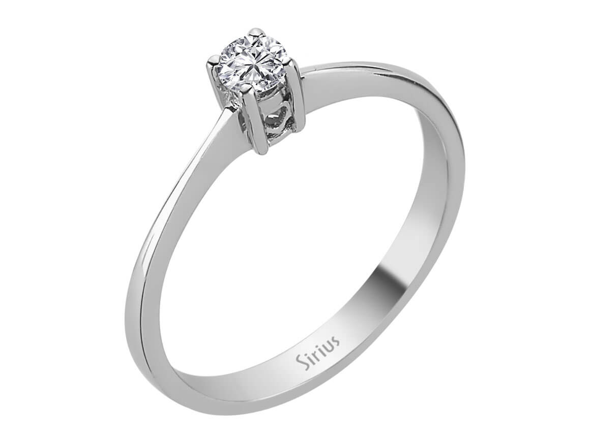 0,15 Karat Diamant Solitaire Ring in 585er 14K Weißgold - handgefertigter Diamantschmuck aus Feingold | Sirius Diamant