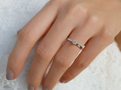 0.23 carat diamond solitaire ring in 14K white gold