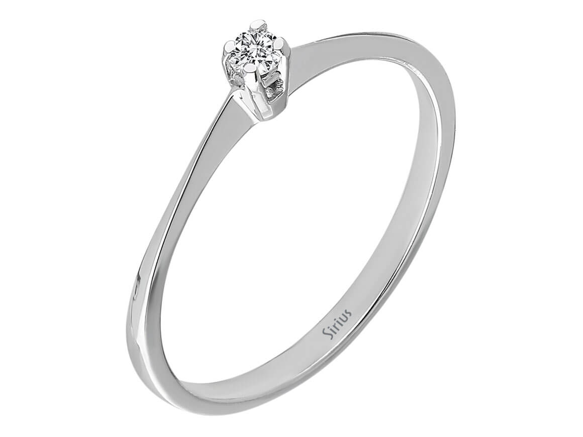 0,05 Karat Diamant Solitaire Ring in 333er 8K Weißgold - handgefertigter Diamantschmuck aus Feingold | Sirius Diamant