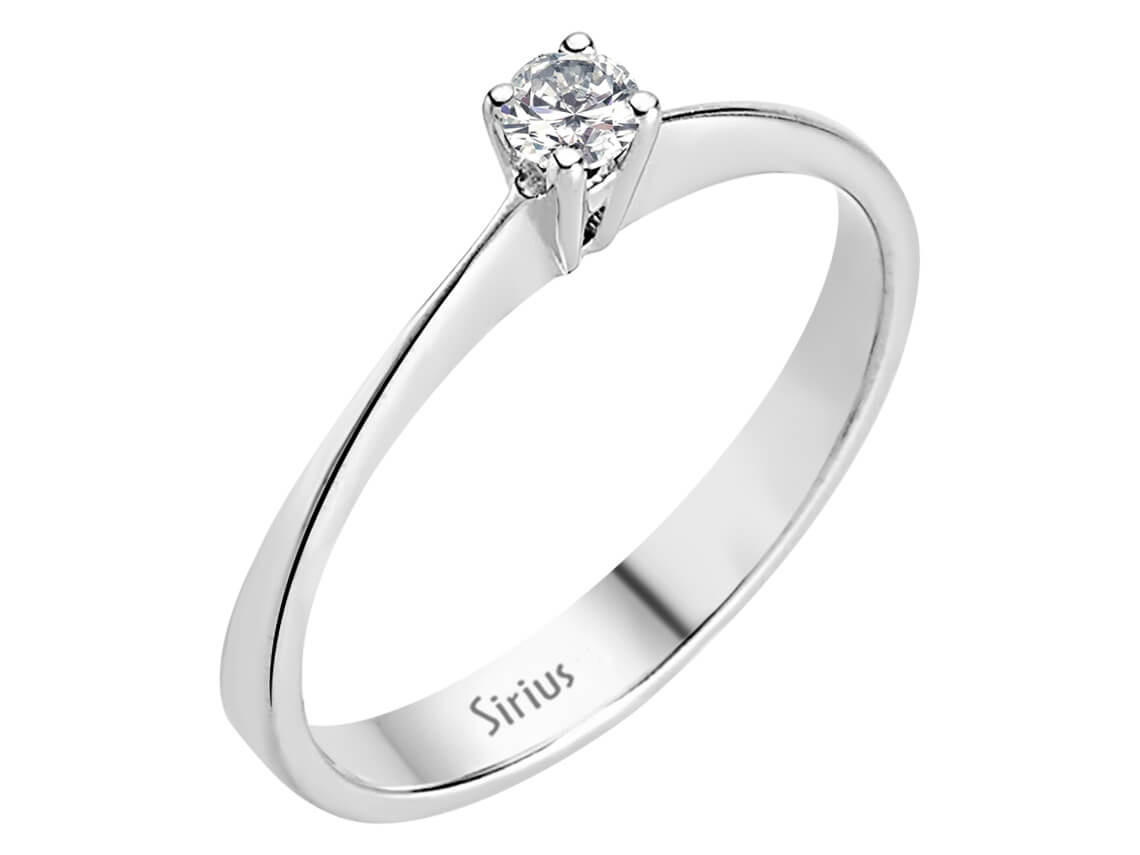 Bague solitaire en or blanc 14 carats avec diamant de 0,11 carat