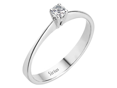 Bague solitaire en or blanc 14 carats avec diamant de 0,11 carat