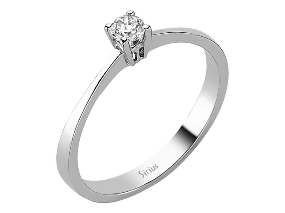 0,14 Karat Diamant Solitaire Ring in 585er 14K Weißgold – handgefertigter Diamantschmuck aus Feingold | Sirius Diamant