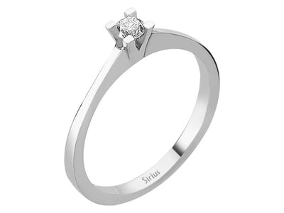 Bague solitaire en or blanc 14 carats avec diamant de 0,12 carat