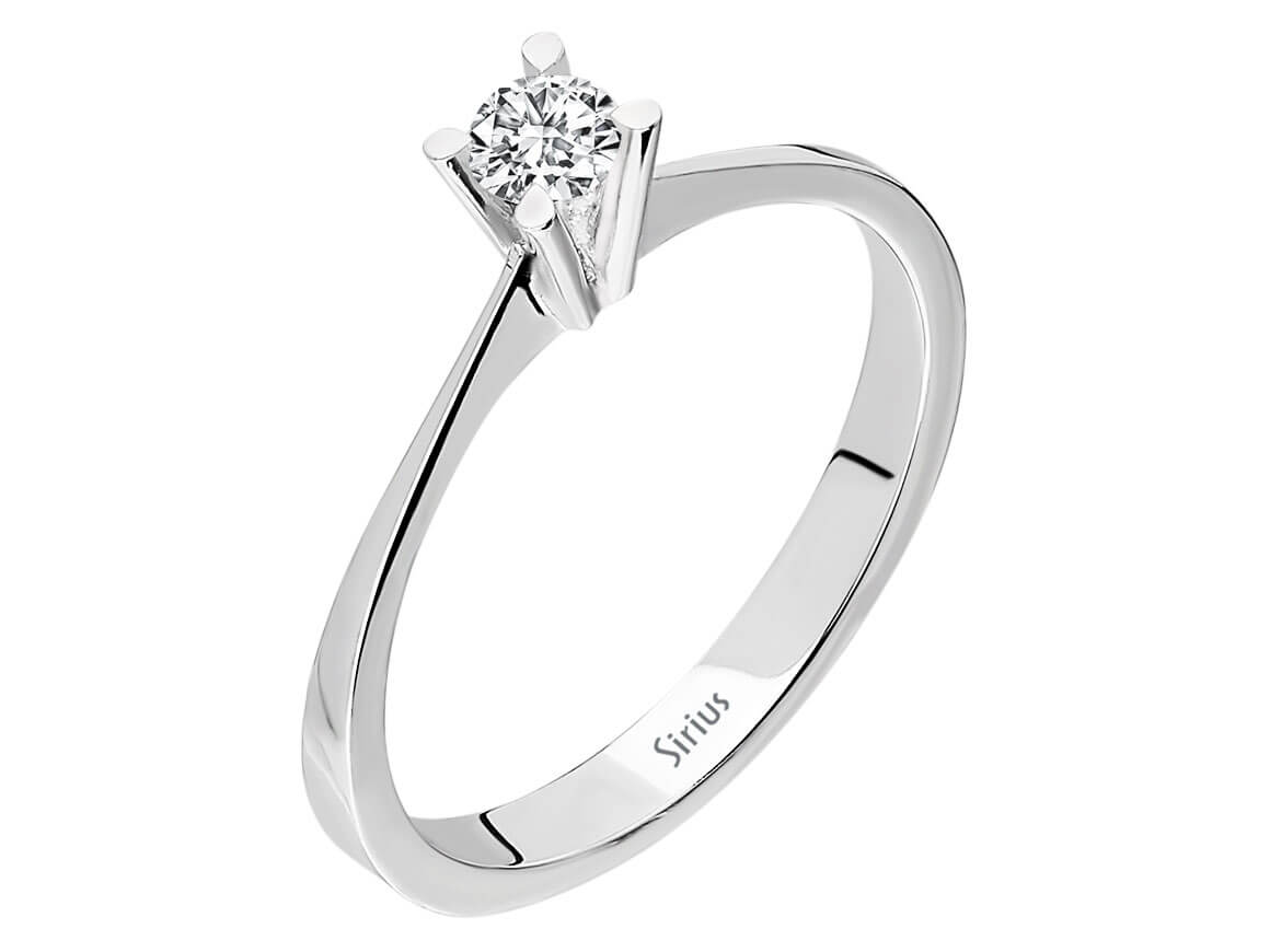 0,13 Karat Diamant Solitaire Ring in 585er 14 Karat Weißgold - handgefertigter Diamantschmuck aus Feingold | Sirius Diamant
