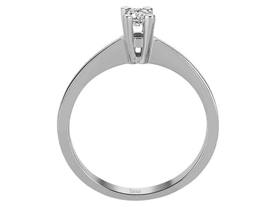 Bague solitaire en or blanc 14 carats avec diamant de 0,17 carat