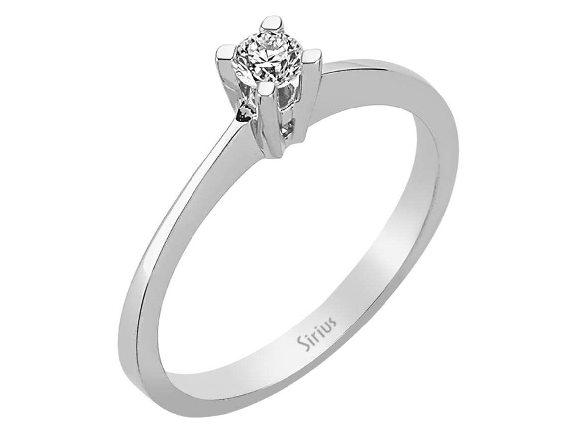 0,17 Karat Diamant Solitaire Ring in 585er 14K Weißgold - handgefertigter Diamantschmuck aus Feingold | Sirius Diamant