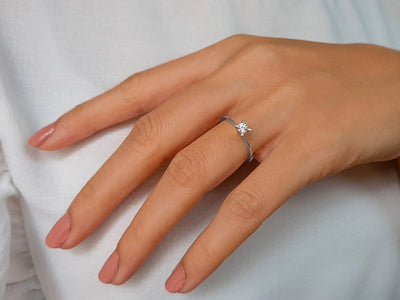 0.21 carat diamond solitaire ring in 585 14K white gold
