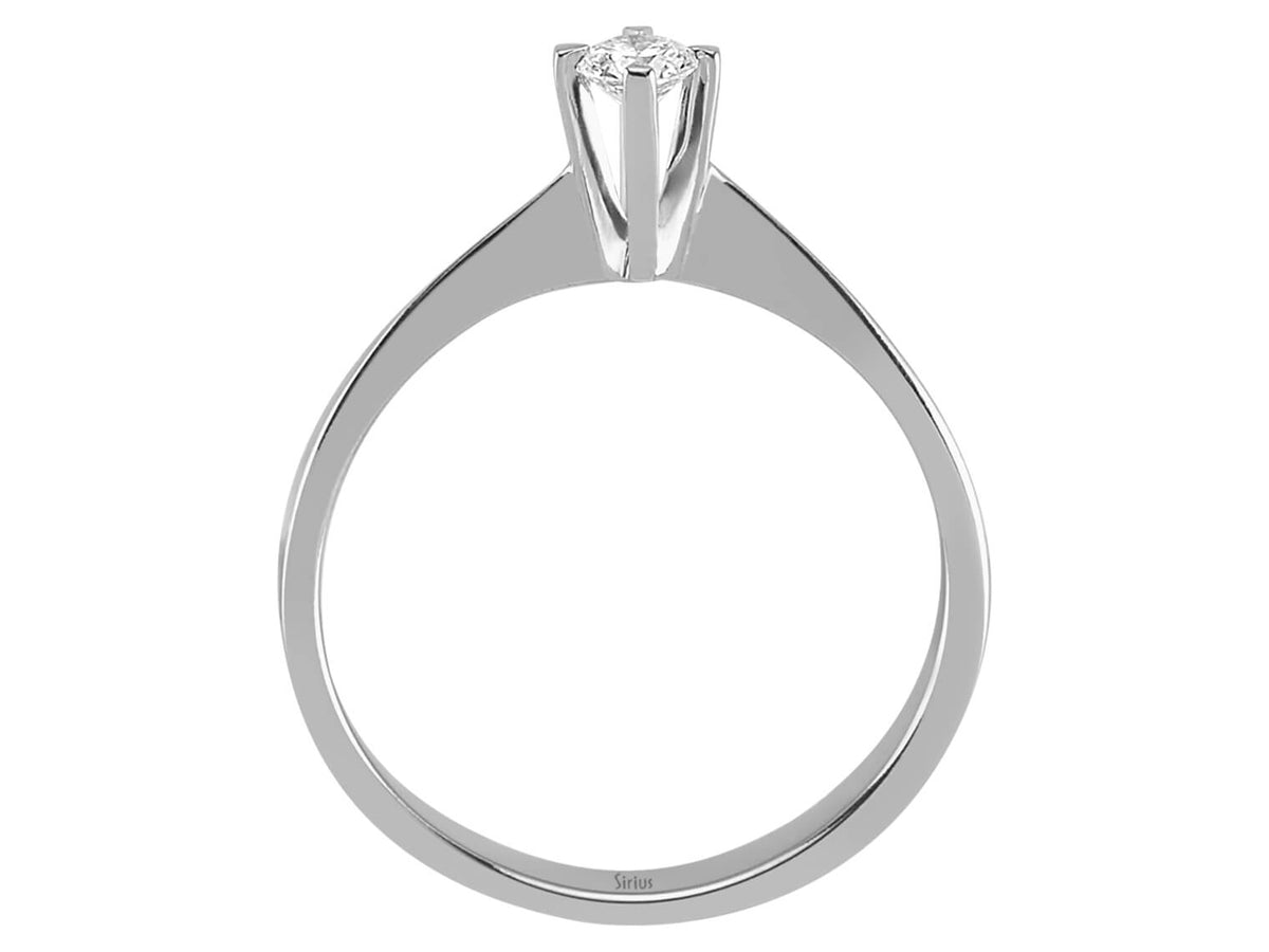0,12 Karat Diamant Solitaire Ring in 585er 14K Weißgold - handgefertigter Diamantschmuck aus Feingold | Sirius Diamant