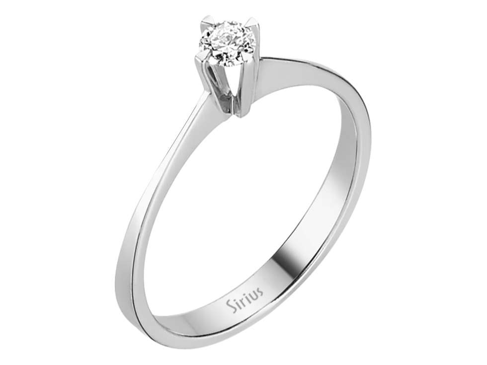 0,12 Karat Diamant Solitaire Ring in 585er 14K Weißgold - handgefertigter Diamantschmuck aus Feingold | Sirius Diamant