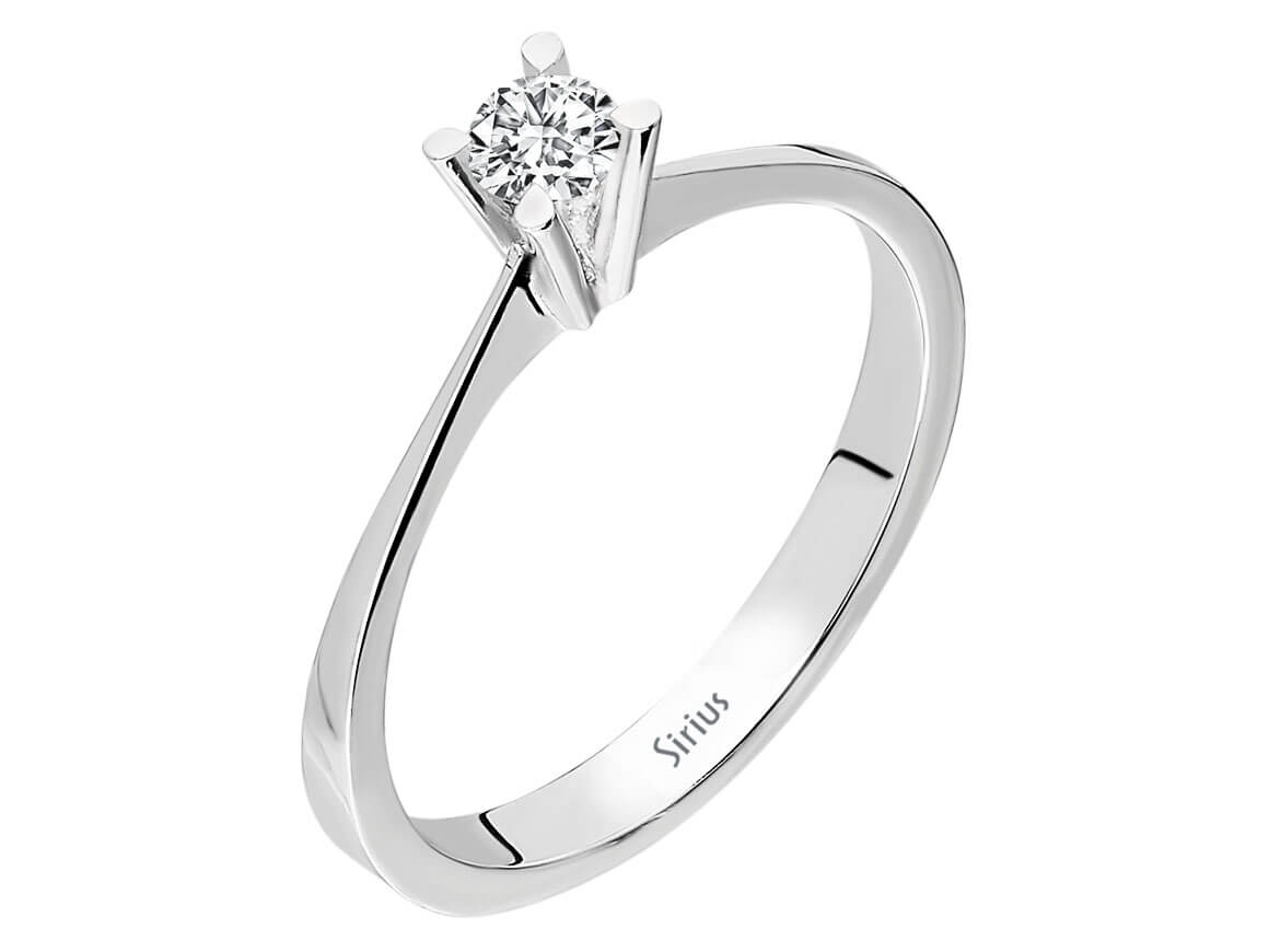 0,09 Karat Diamant Solitaire Ring in 333er 8K Weissgold - handgefertigter Diamantschmuck aus Feingold | Sirius Diamant