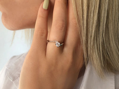 0.36 carat diamond solitaire ring in 14K white gold