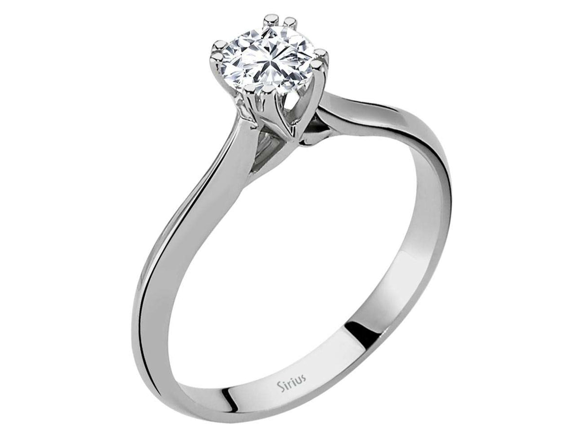 0,49 Karat Diamant Solitaire Ring in 585er 14K Weissgold - handgefertigter Diamantschmuck aus Feingold | Sirius Diamant