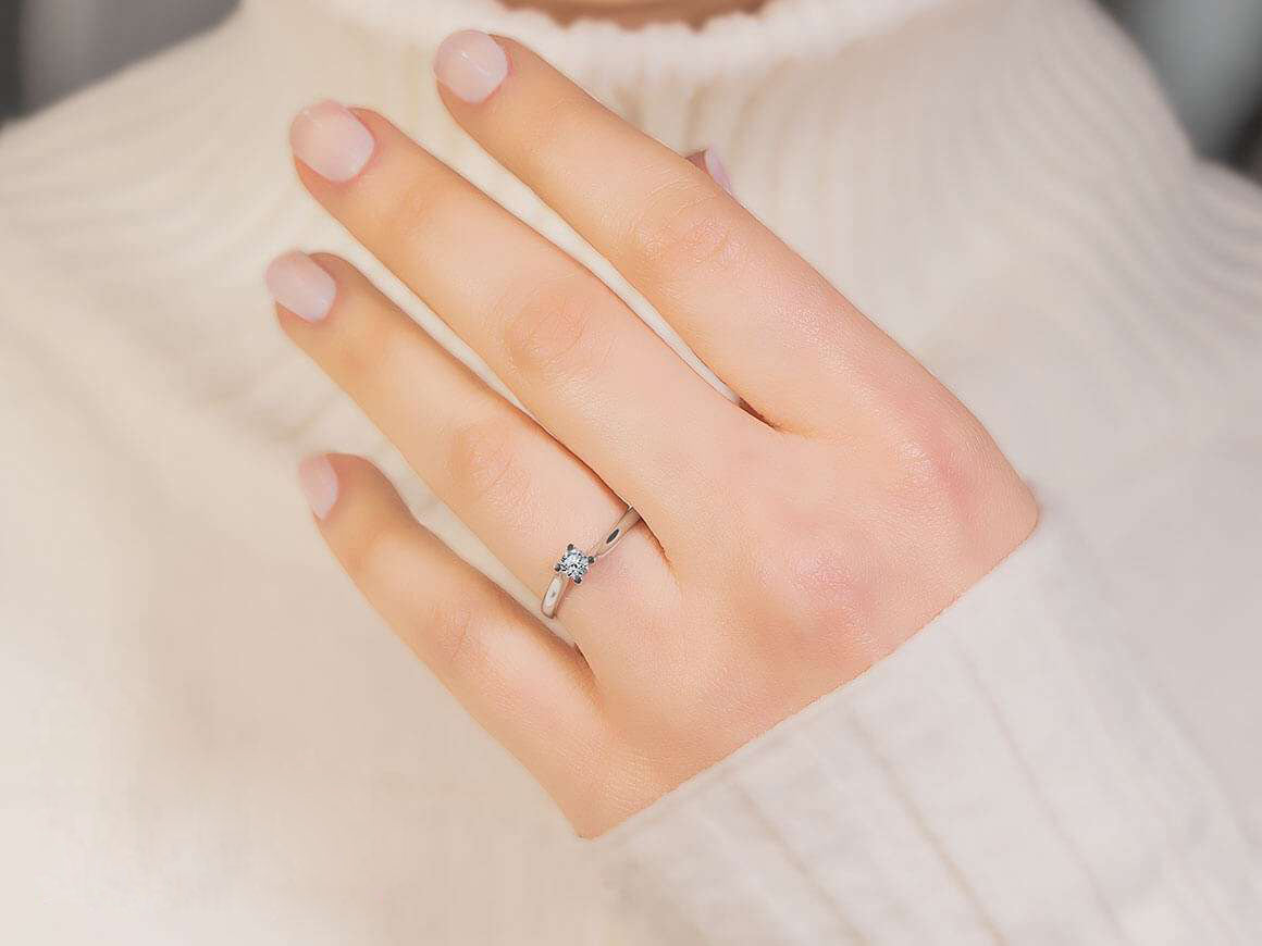 0.21 carat diamond solitaire ring in 585 14K white gold