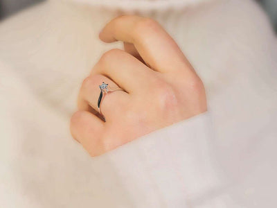 0.21 carat diamond solitaire ring in 585 14K white gold