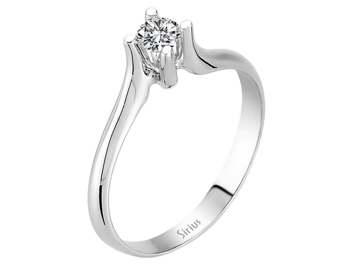 0,21 Karat Diamant Solitaire Ring in 585er 14K Weissgold - handgefertigter Diamantschmuck aus Feingold | Sirius Diamant