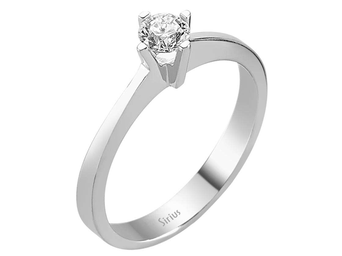 0.33 carat diamond solitaire ring in 14 K white gold