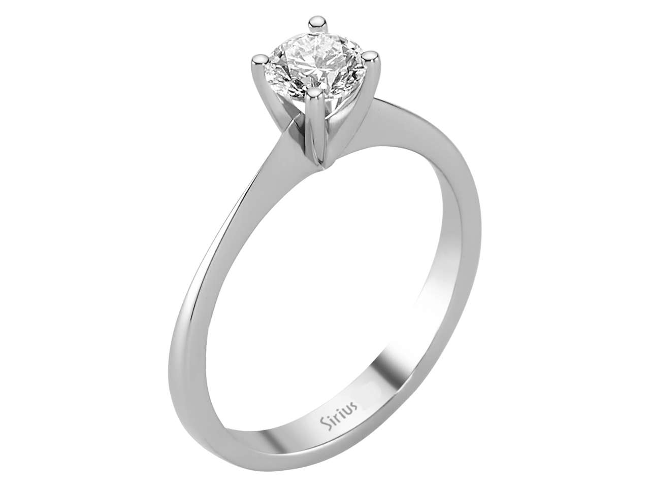 0.52 carat F/SI2 color diamond solitaire ring in 14 K white gold