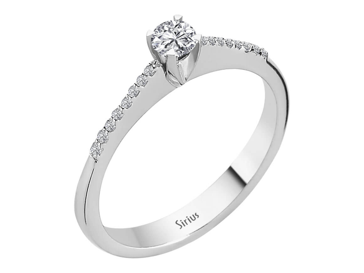 0,24 Gesamtkarat Diamant Solitär Ring in 18 Karat Weißgold - handgefertigter Diamantschmuck aus Feingold | Sirius Diamant