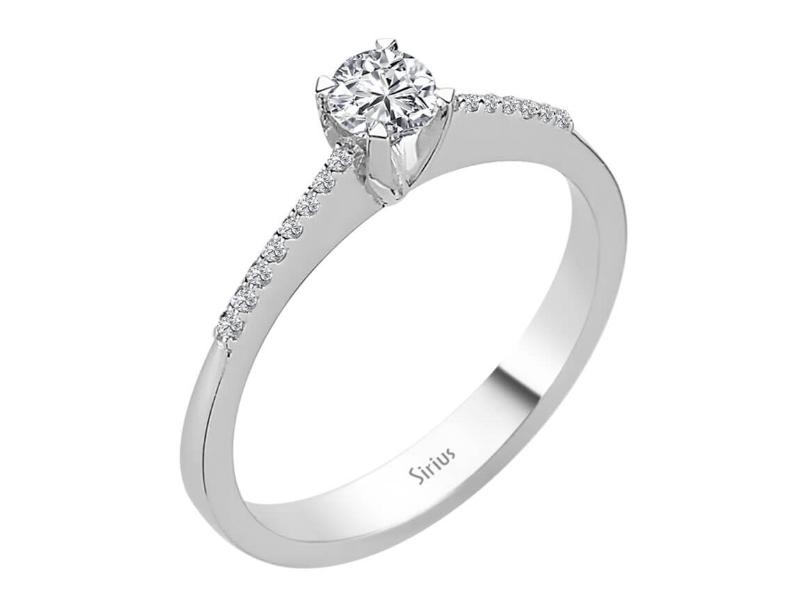 0,35 Karat Diamant Solitär Ring in 14k Weißgold - handgefertigter Diamantschmuck aus Feingold | Sirius Diamant