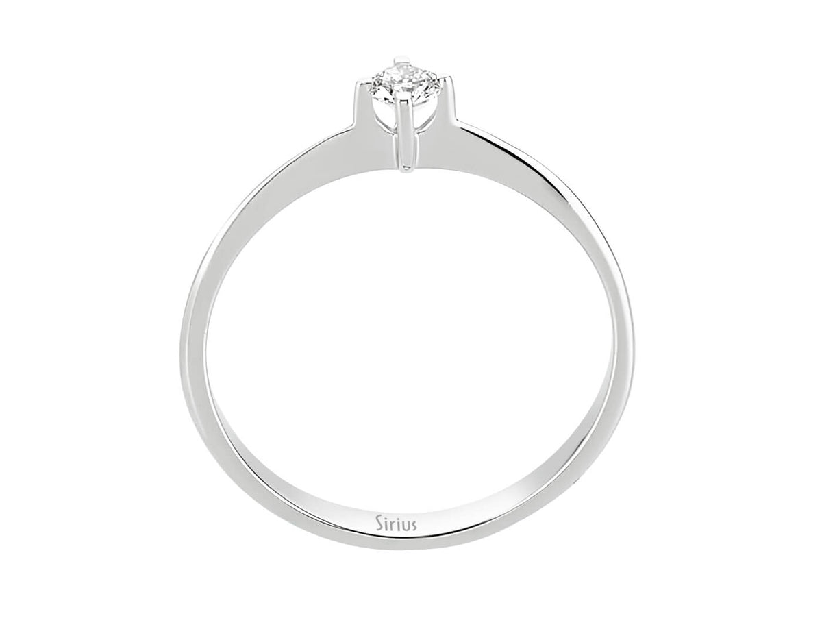 0,12 Karat Diamant Solitär Ring in 14 Karat Weißgold - handgefertigter Diamantschmuck aus Feingold | Sirius Diamant