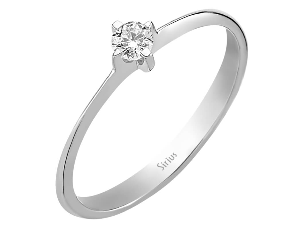 0,12 Karat Diamant Solitär Ring in 14 Karat Weißgold - handgefertigter Diamantschmuck aus Feingold | Sirius Diamant