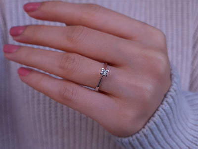 0.20 carat diamond solitaire ring in 18k white gold