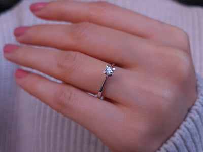 0.20 carat diamond solitaire ring in 18k white gold