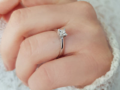 0.23 carat diamond solitaire ring in 14k white gold