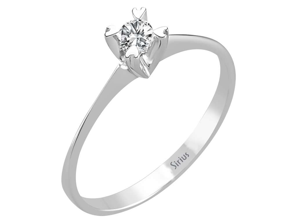 0,11 Karat Diamant Solitär Ring in 14k Weißgold - handgefertigter Diamantschmuck aus Feingold | Sirius Diamant