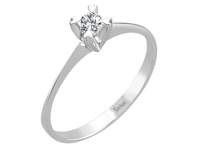 0.11 carat diamond solitaire ring in 14k white gold