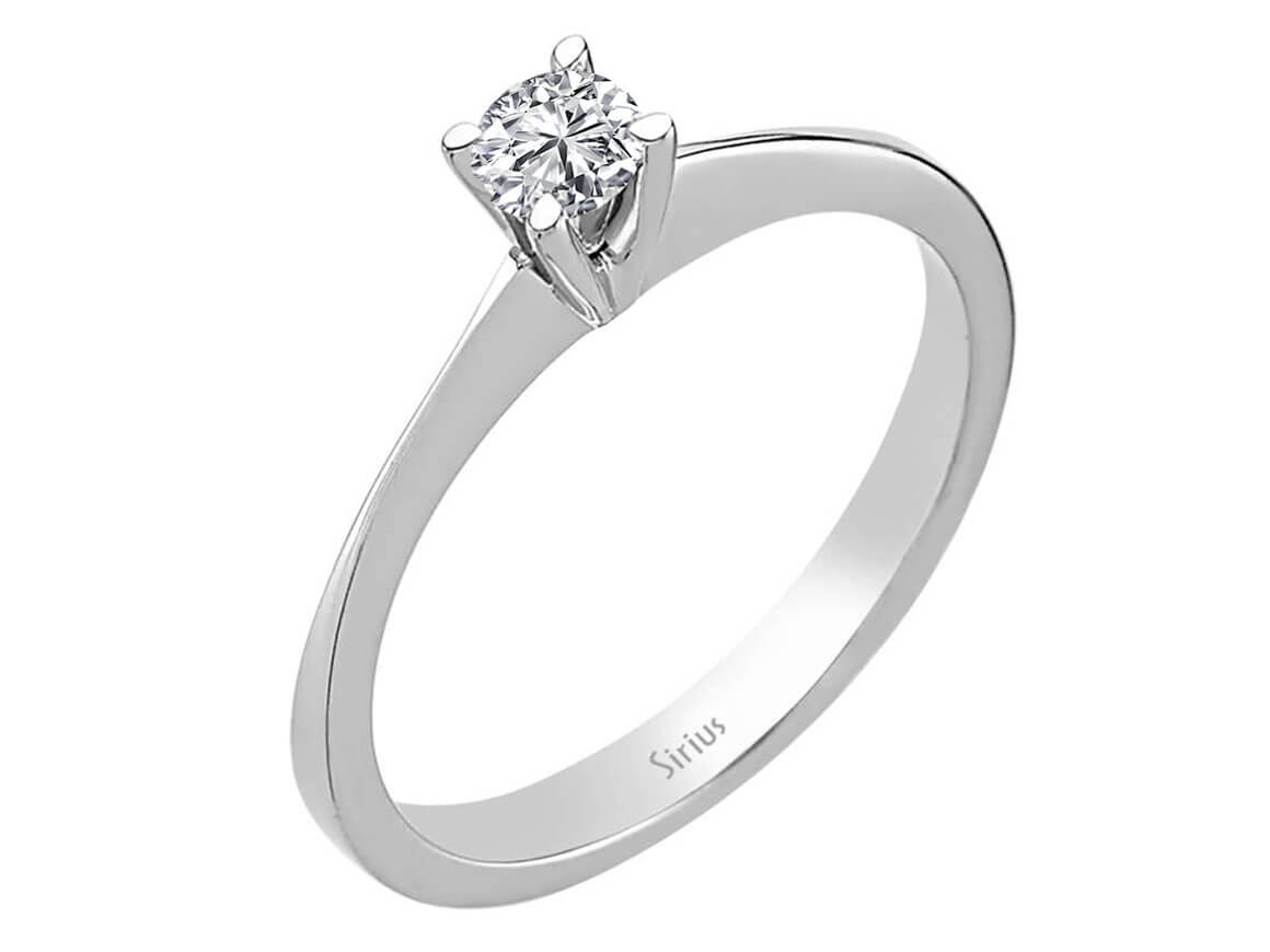 0,20 Karat Diamant Solitär Ring in 14 Karat Weißgold - handgefertigter Diamantschmuck aus Feingold | Sirius Diamant