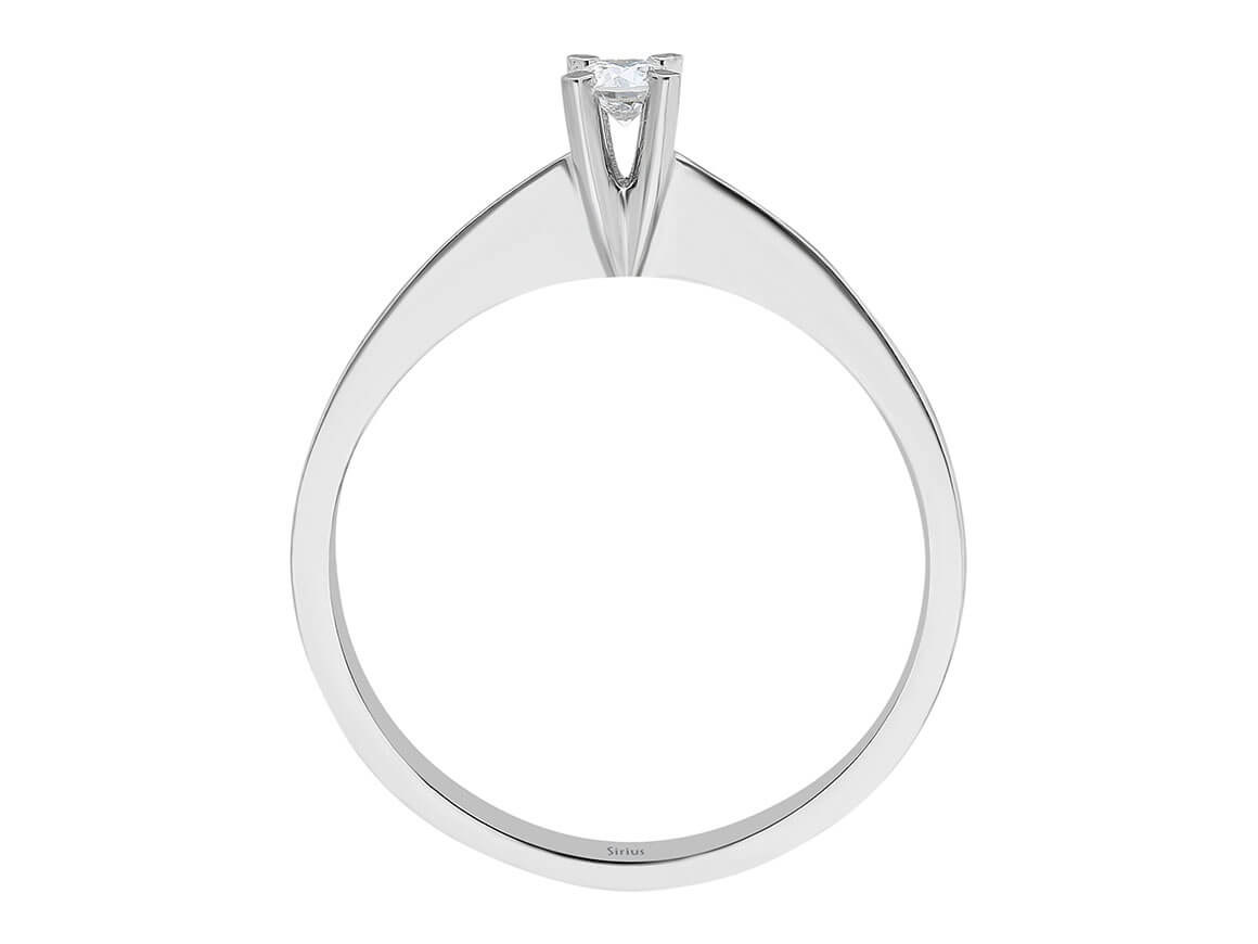 0.10 carat diamond solitaire ring in 8 K white gold