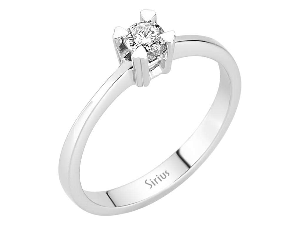 0,17 Karat Diamant Solitär Ring in 14 K Weissgold - handgefertigter Diamantschmuck aus Feingold | Sirius Diamant
