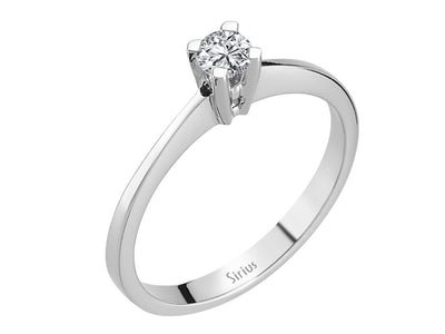 0.22 carat diamond solitaire ring in 14 K white gold