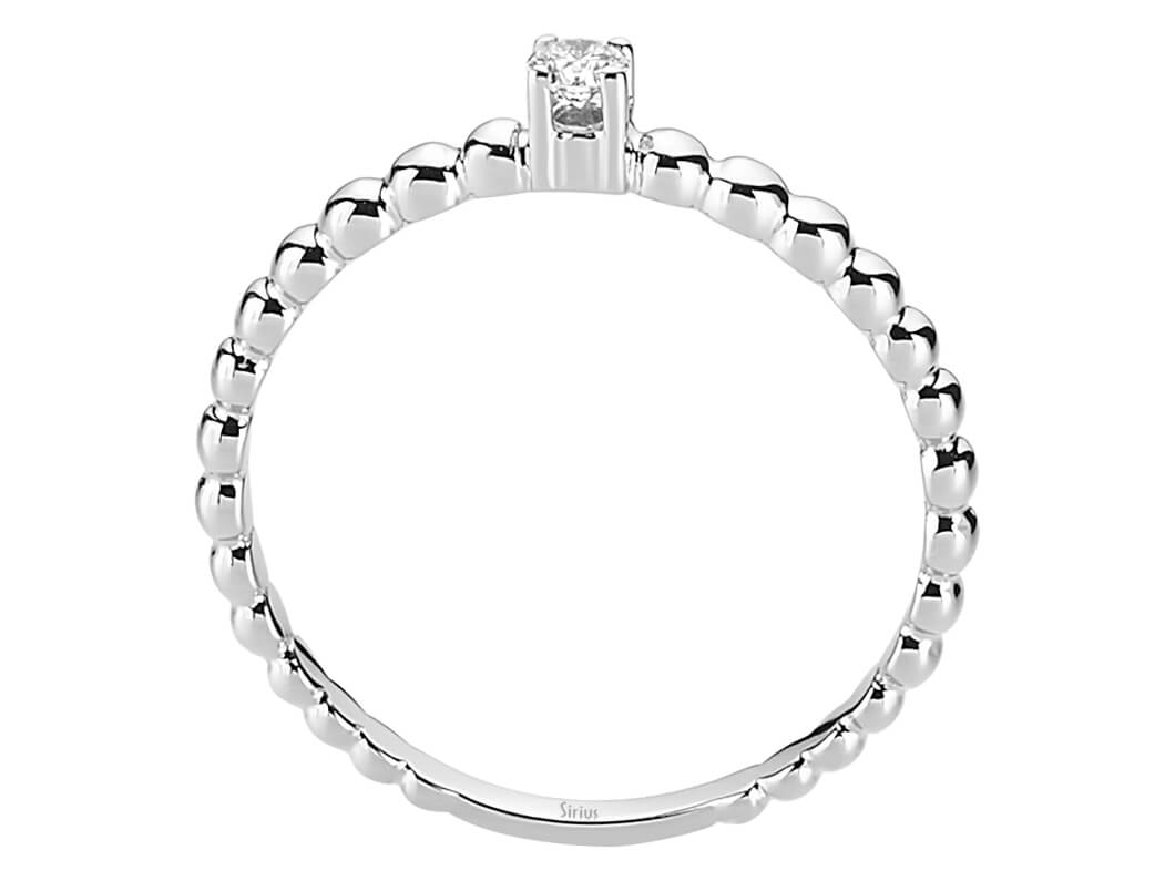 0,07 Karat Diamant Solitär Ring in 8 K Weissgold - handgefertigter Diamantschmuck aus Feingold | Sirius Diamant