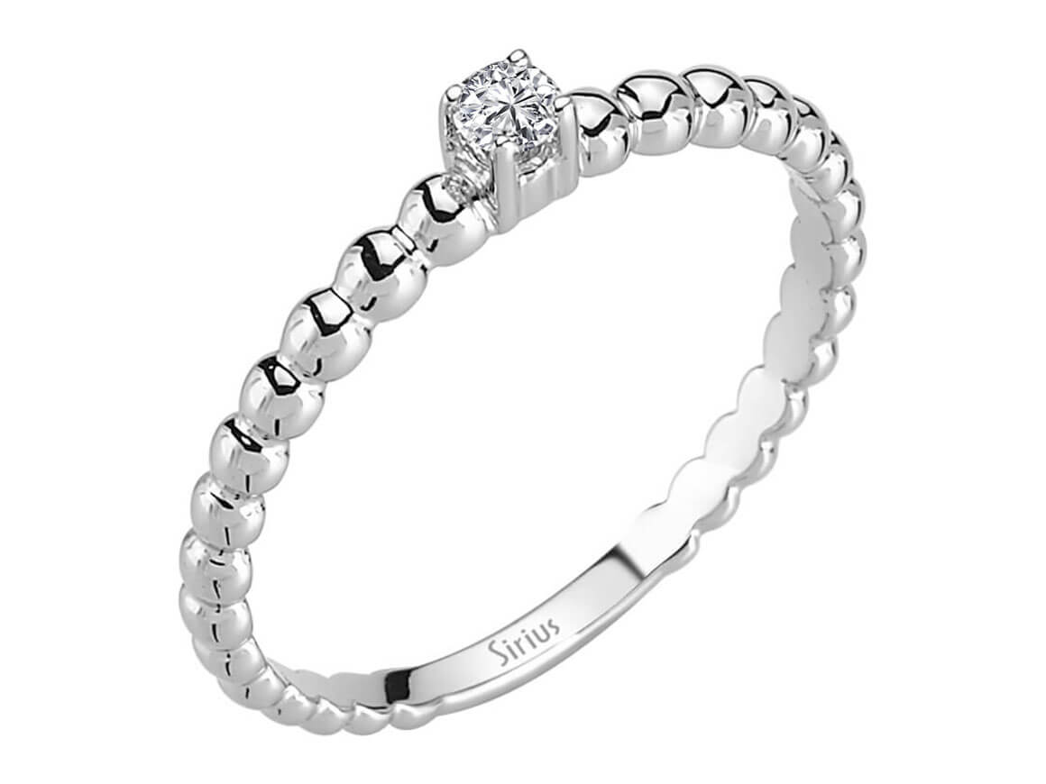 0,07 Karat Diamant Solitär Ring in 8 K Weissgold - handgefertigter Diamantschmuck aus Feingold | Sirius Diamant
