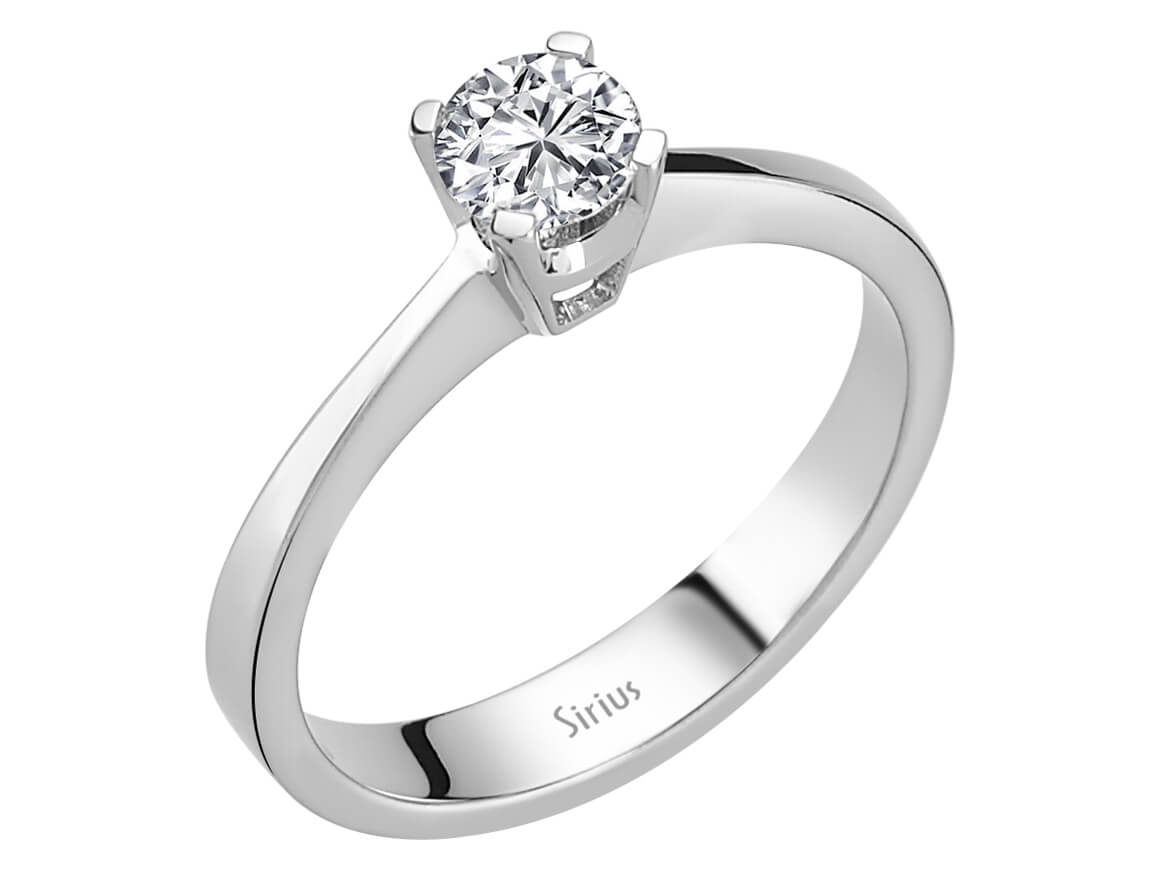0,46 Karat Diamant Solitär Ring in 14 Karat Weißgold - handgefertigter Diamantschmuck aus Feingold | Sirius Diamant