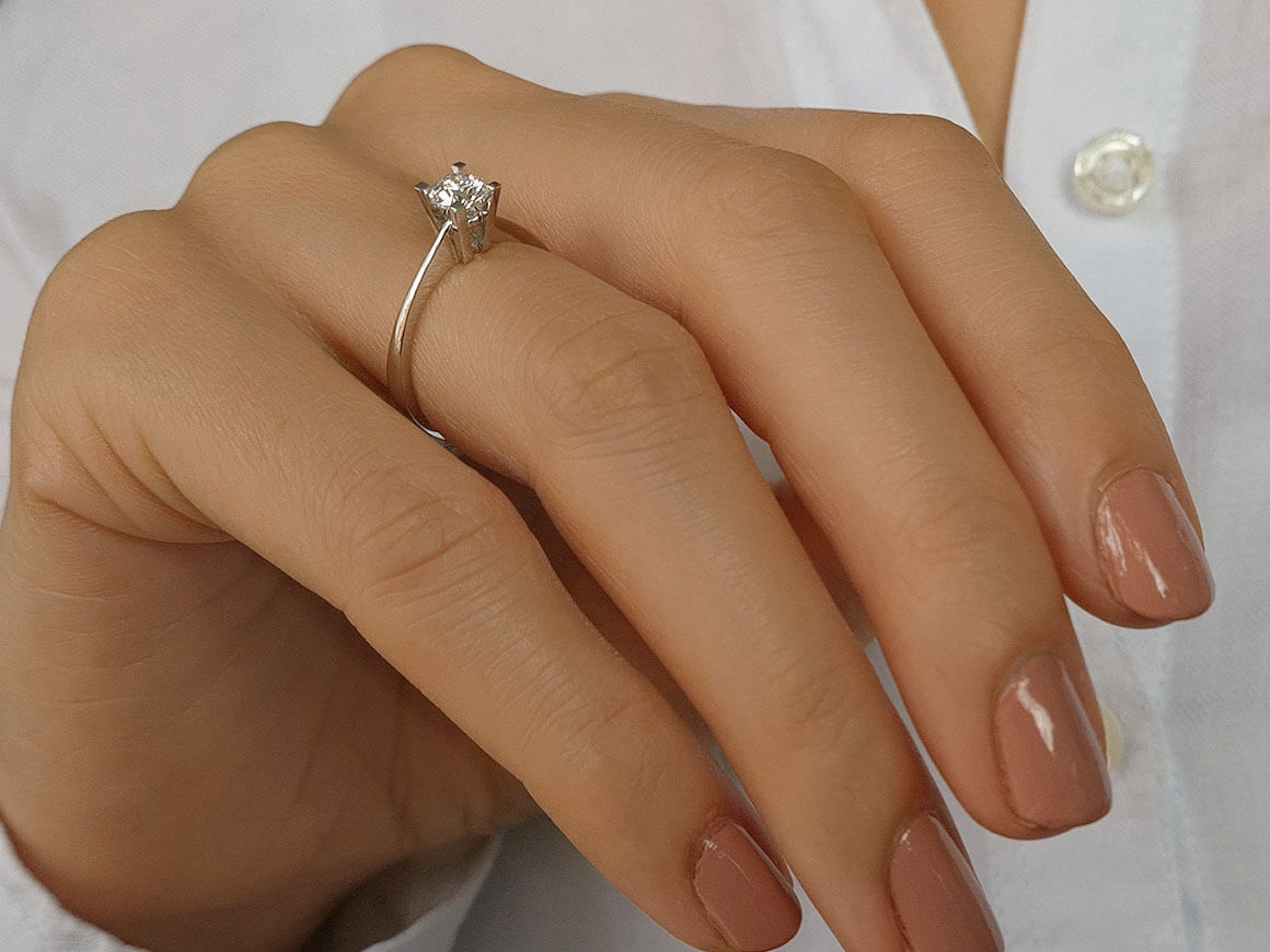 0.50 carat diamond solitaire ring in 750 18 carat white gold