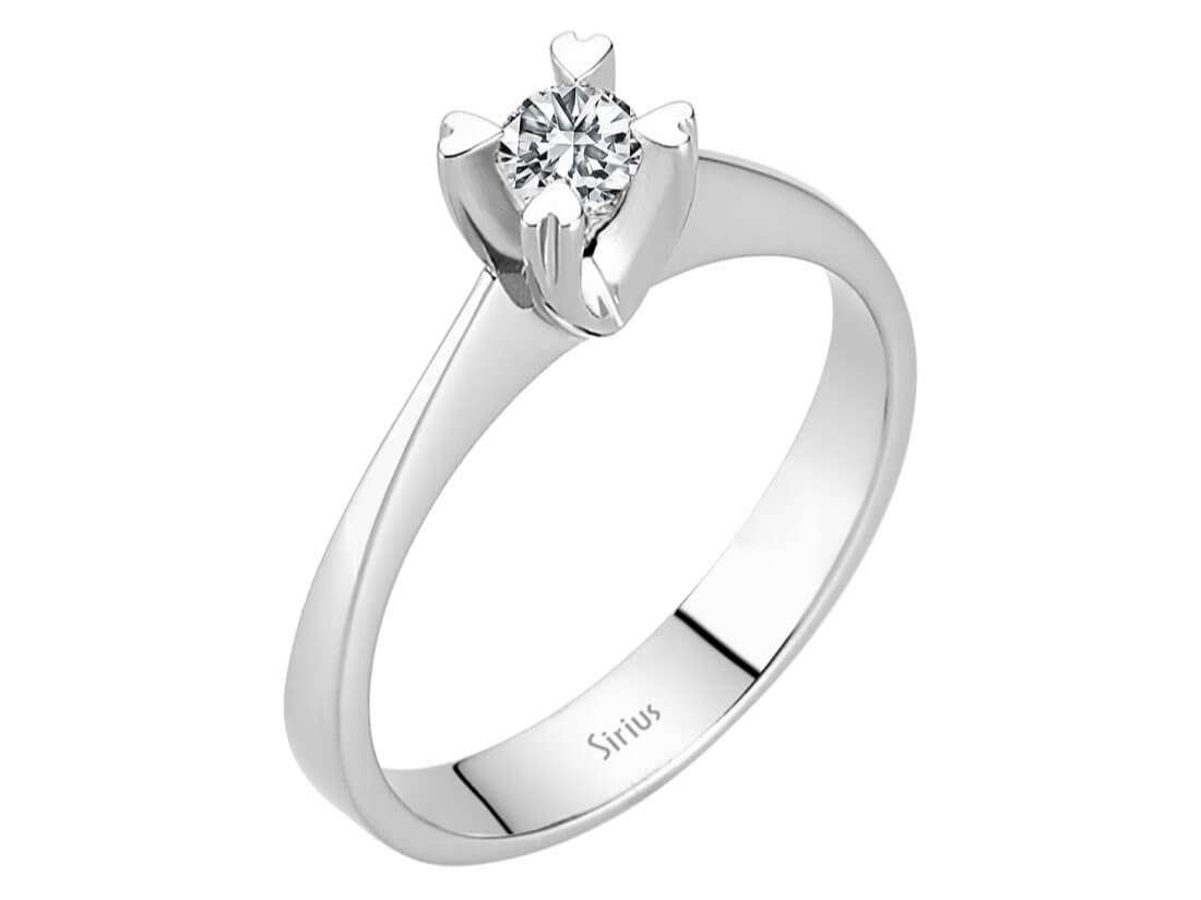 0,18 Karat Diamant Solitaire Ring in 14 K Weißgold - handgefertigter Diamantschmuck aus Feingold | Sirius Diamant