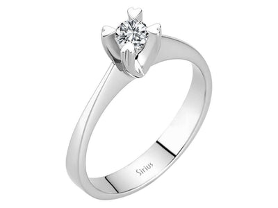 Bague solitaire en or blanc 14 carats avec diamant de 0,18 carat