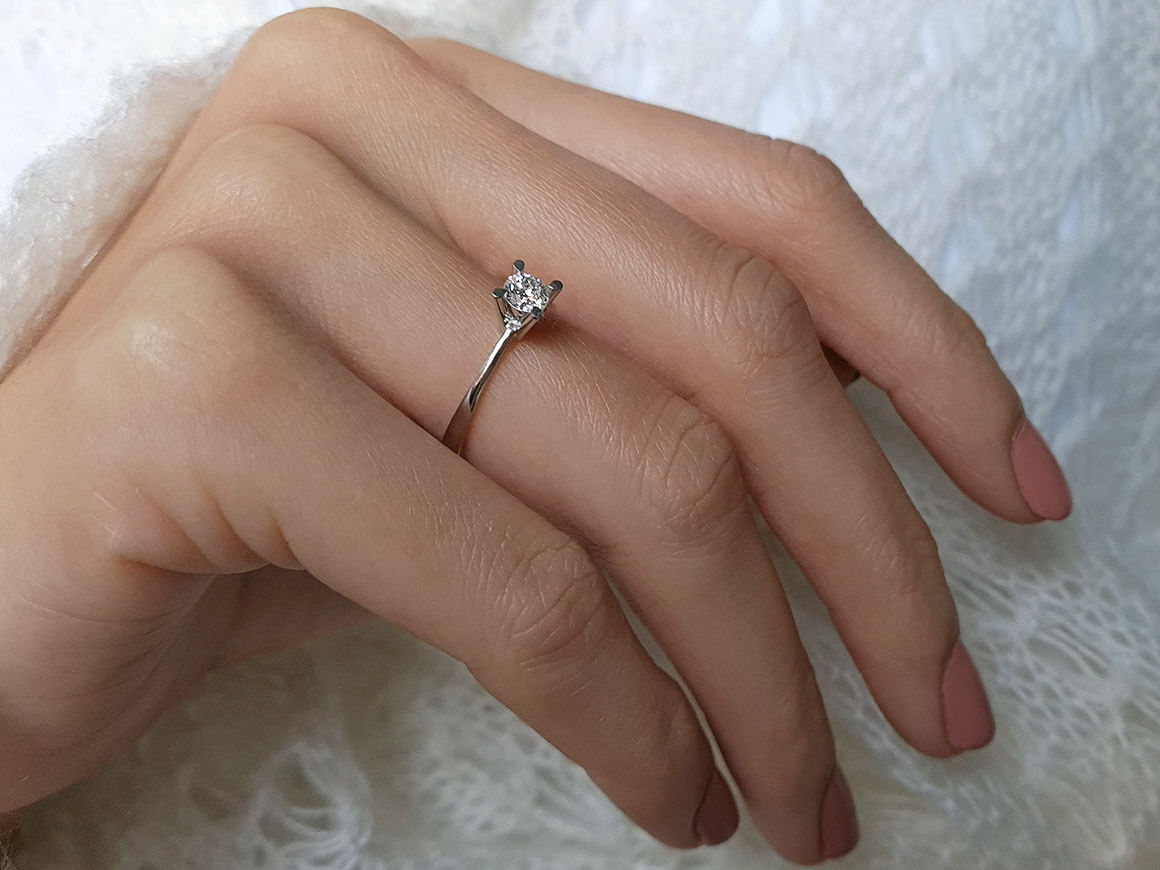 0.32 carat diamond solitaire ring in 14 carat white gold