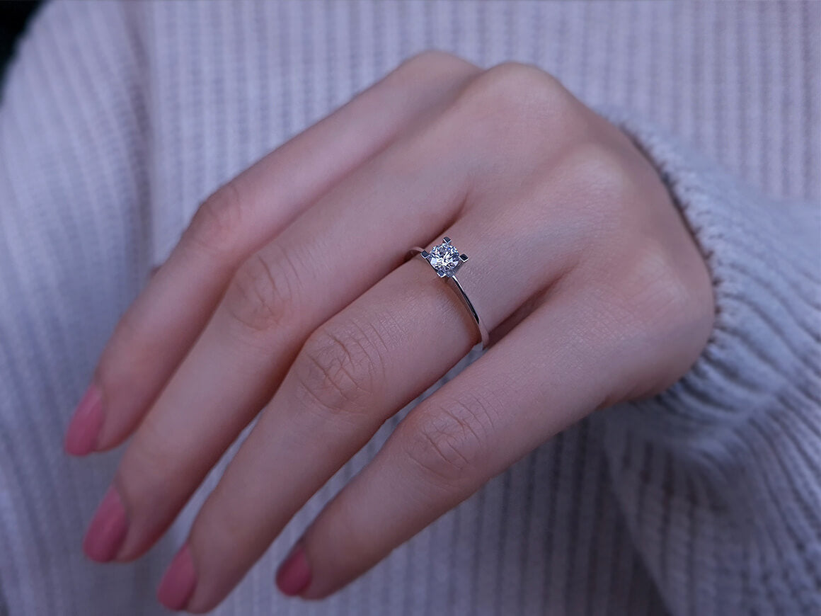 0.27 carat diamond solitaire ring in 14 carat white gold