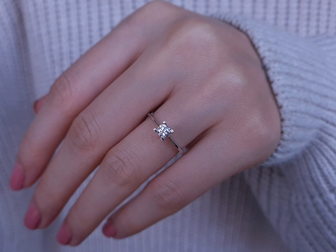 0.27 carat diamond solitaire ring in 14 carat white gold