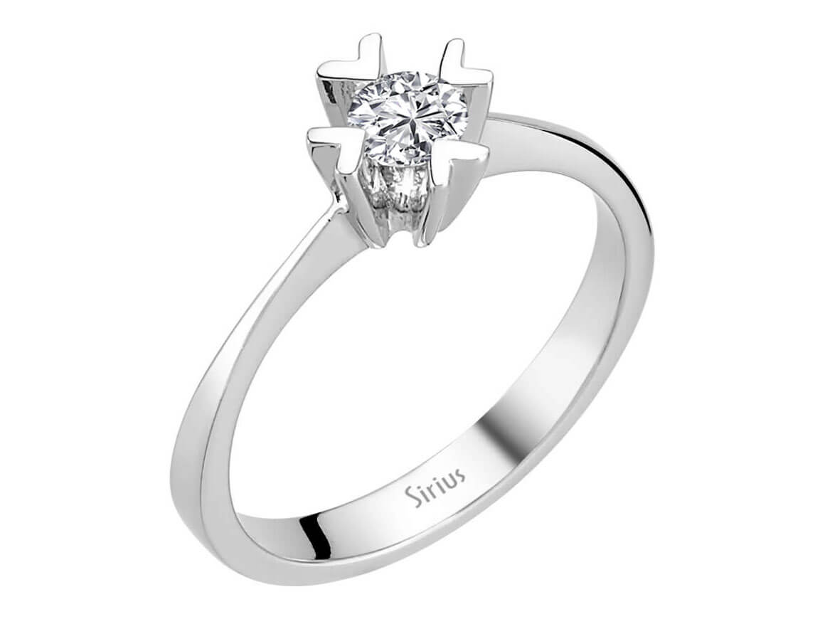 0,22 Karat Diamant Solitär Ring in 14 K Weißgold - handgefertigter Diamantschmuck aus Feingold | Sirius Diamant