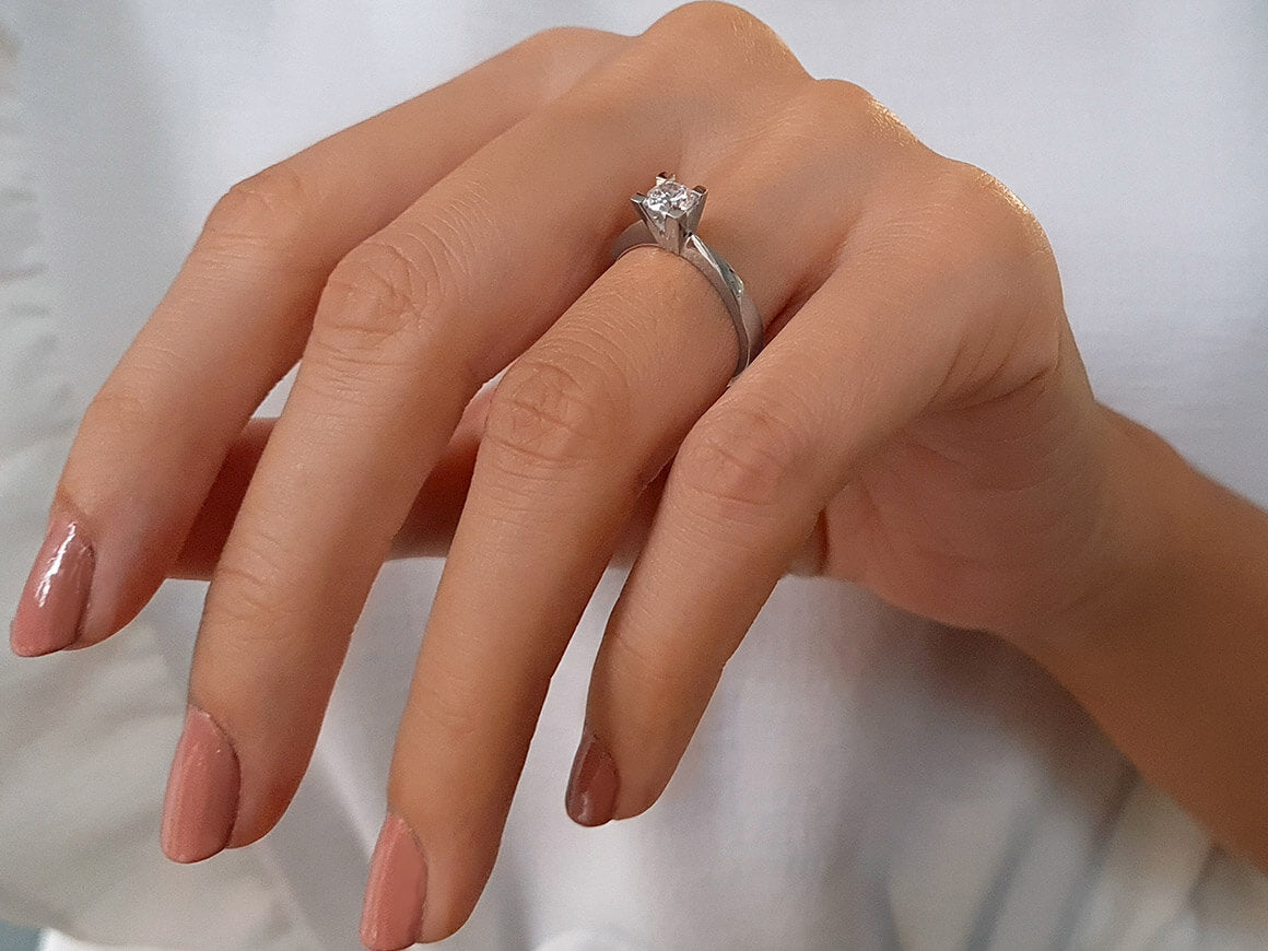 0.41 carat diamond solitaire ring in 14 carat white gold