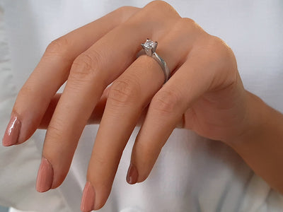 0.41 carat diamond solitaire ring in 14 carat white gold